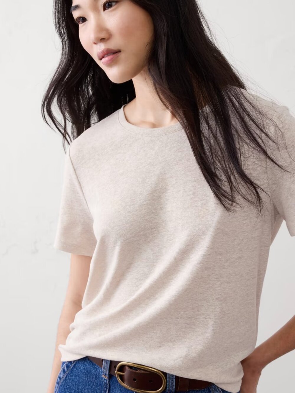 Banana Republic | Linen Blend Crewneck Women's Tee | Flax